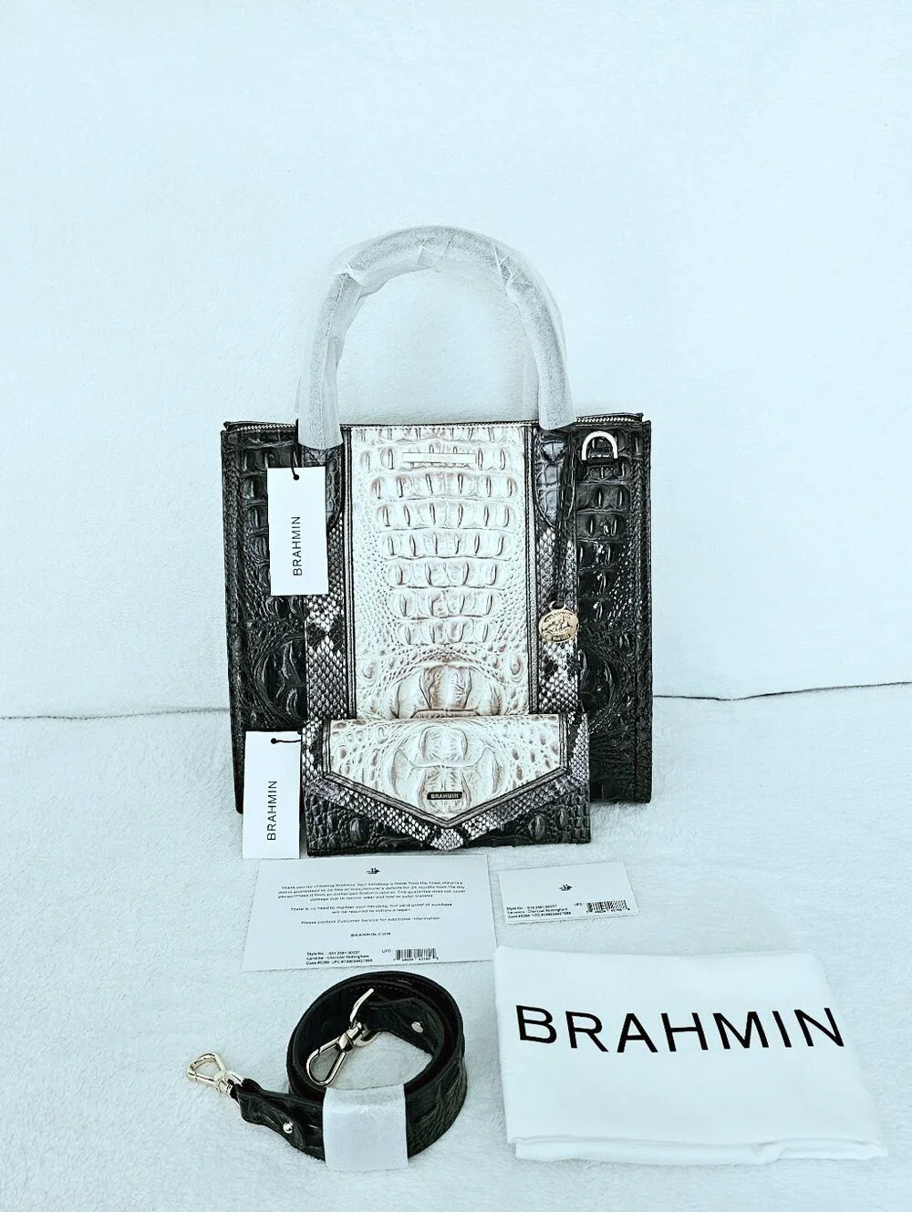 NWT Brahmin CHARCOAL KNOTTINGHAM Caroline w/Veronica Wallet